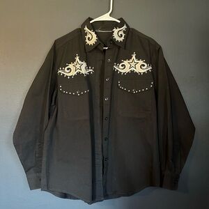 Vintage Embroidered Western Shirt | M/L